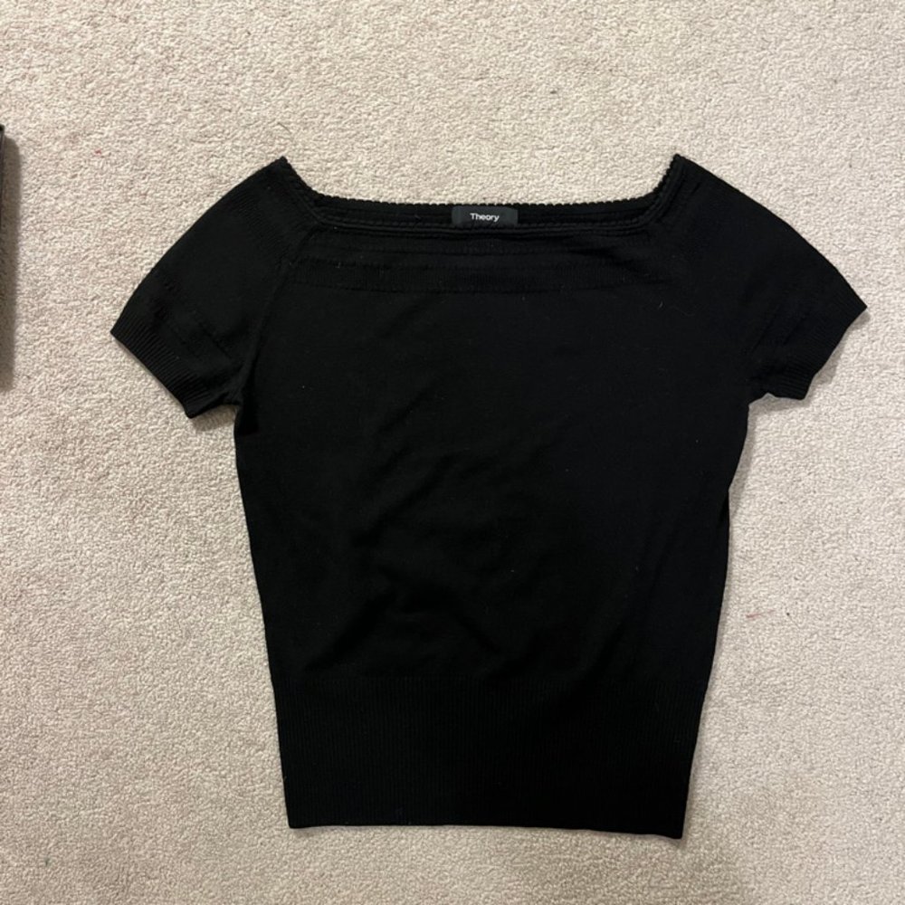 Black off-shoulder crop sweater